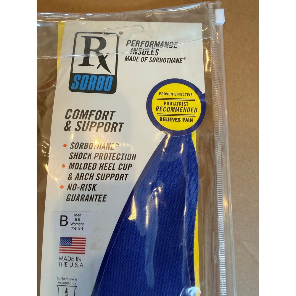 RX Sorbo Ultra Work-Sport Performance Men 5-6 Women 7.5-8.5 Insoles 1 pair - Picture 6 of 7